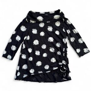 Liv By Habitat Clothes White & Grey Polka Dot Cowl Neck Ruched Tunic Size S